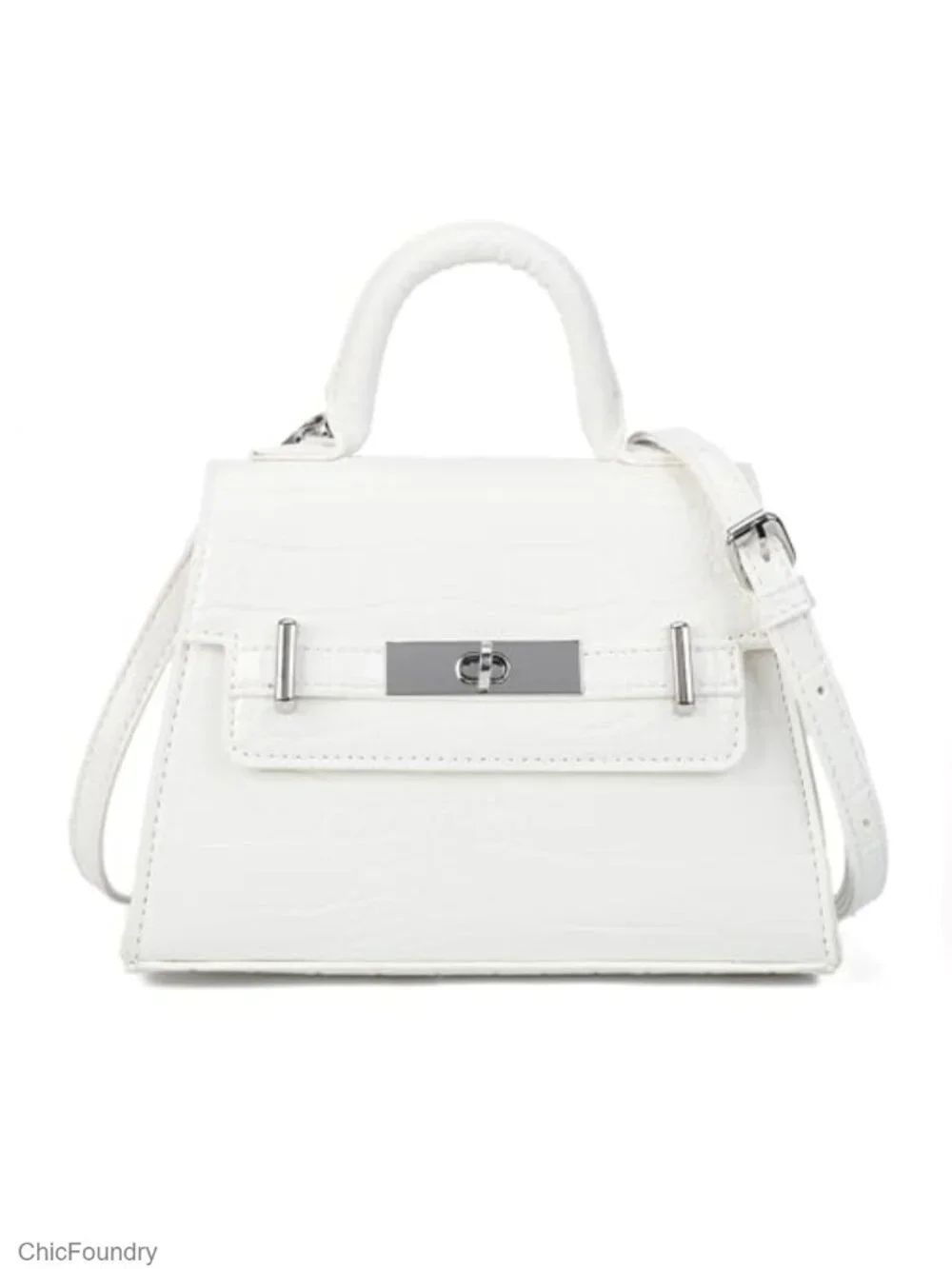 Vegan Leather Crossbody Bag with Top Handle, Fits Phone